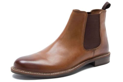 Red Tape Bateman Mens Leather Chelsea Boots with Target Sole Tan